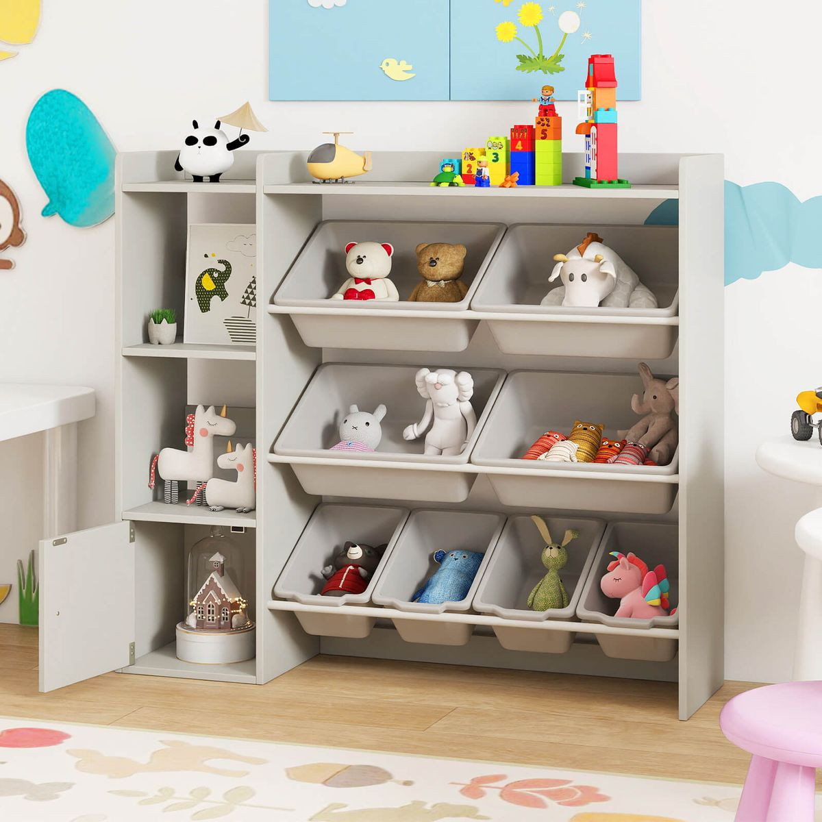 Kids' Wooden Toy Storage and Bookshelf product image
