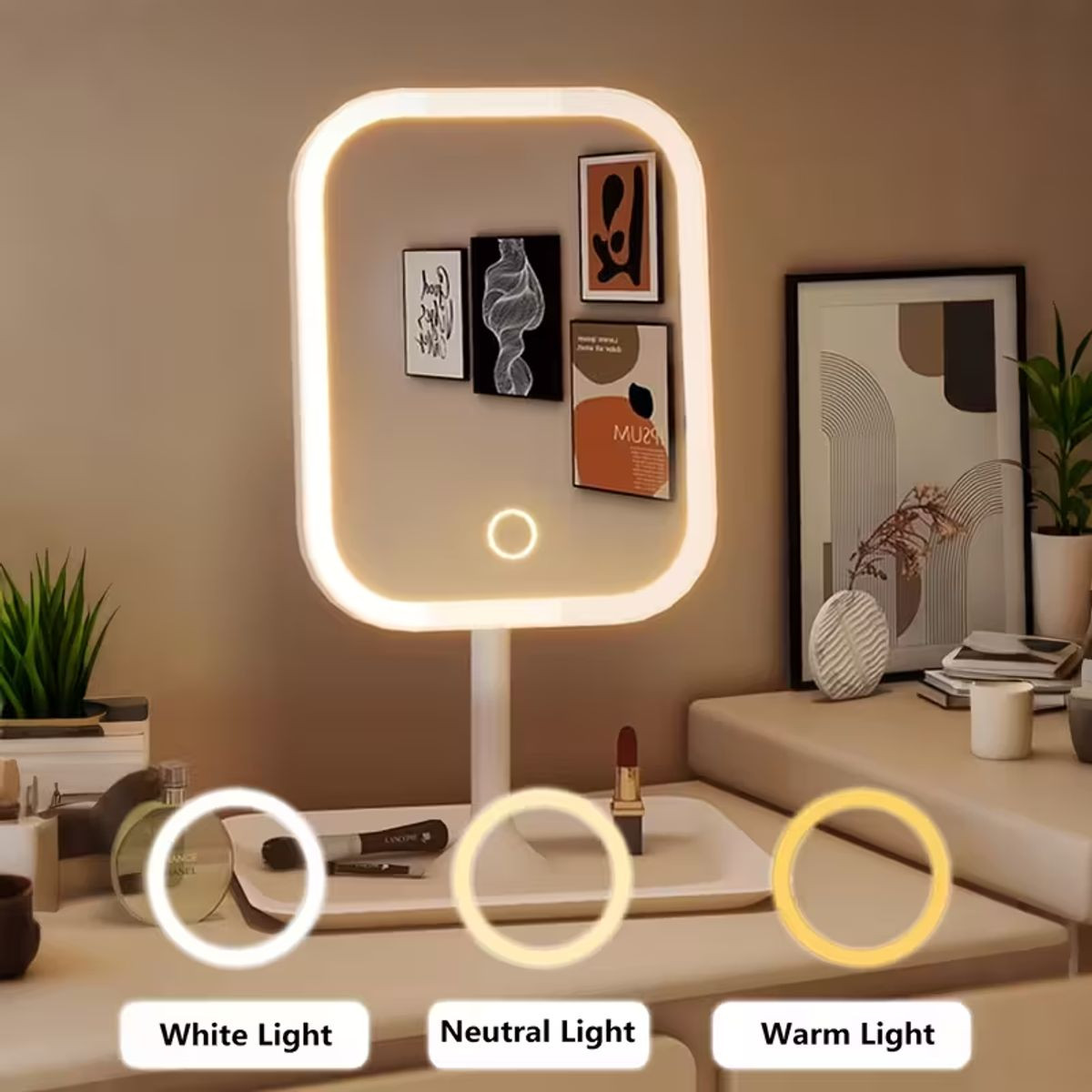 Rotating Makeup Mirror With LED Lighting product image