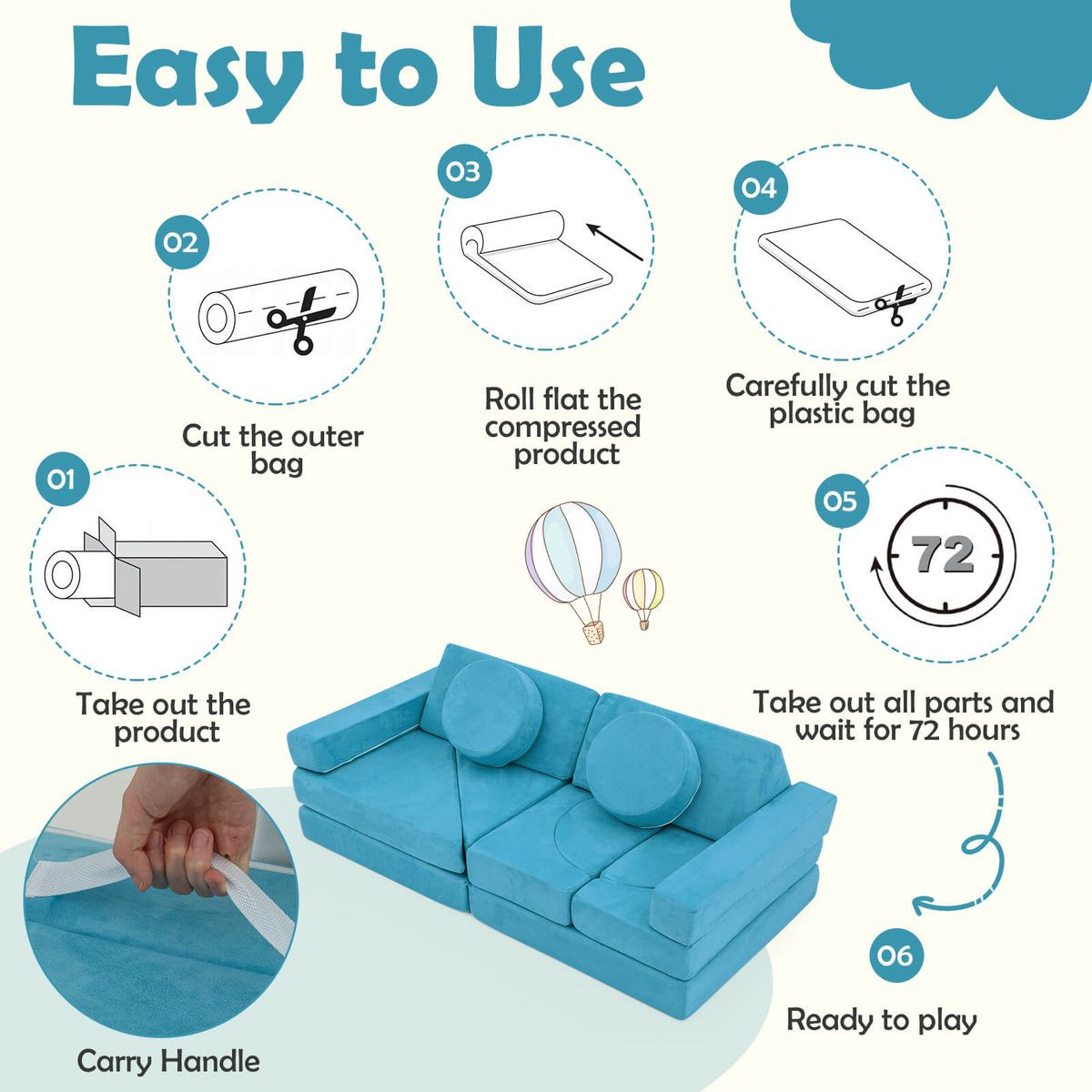 Kids' Modular Play Sectional Sofa (14 Pieces) product image