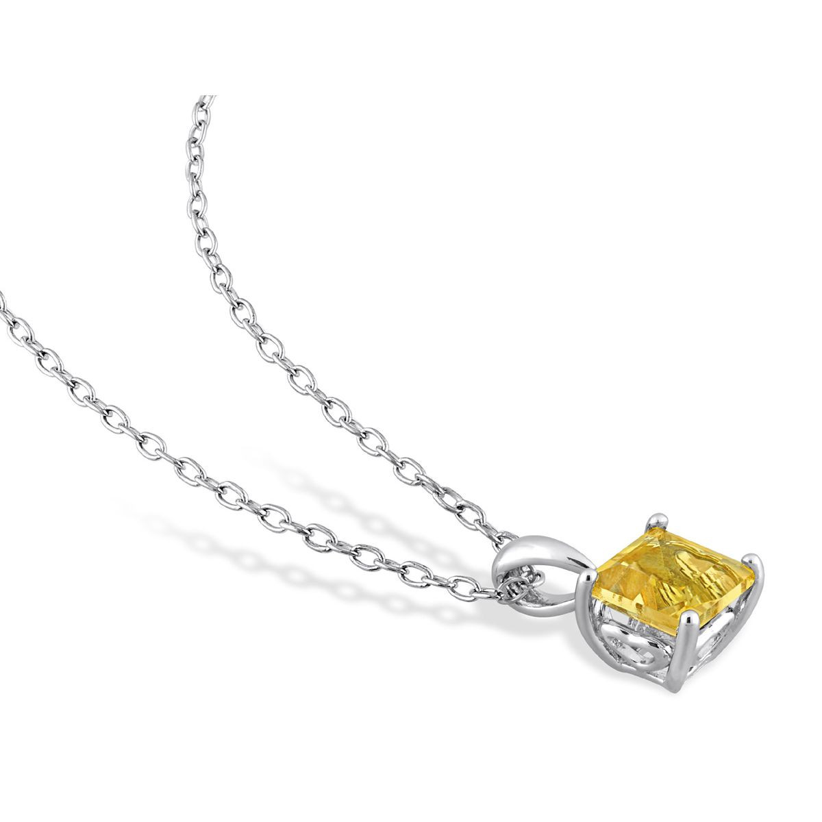 1.05 Carat (ctw) Princess-Cut Citrine Necklace in Sterling Silver product image
