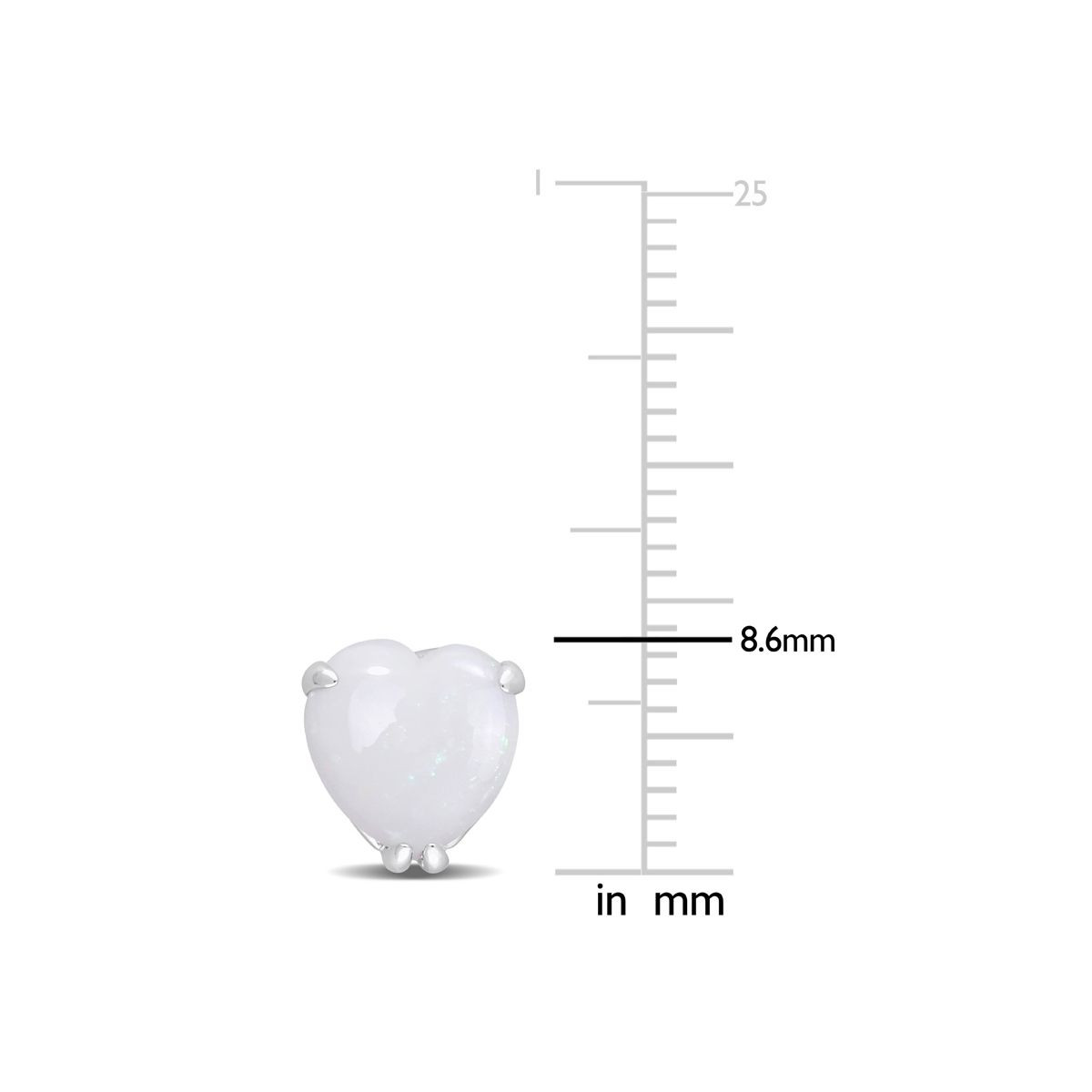 2.44 Carat (ctw) Opal Solitaire Stud Heart Earrings in Sterling Silver product image