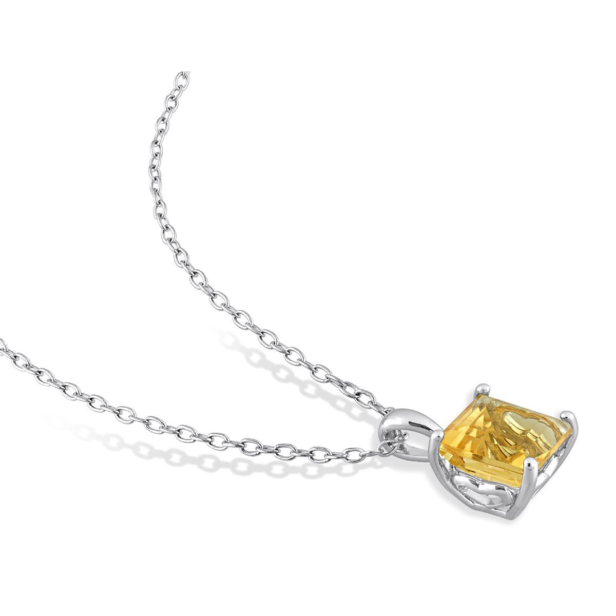 2.40 Carat (ctw) Princess-Cut Citrine Solitaire Necklace product image