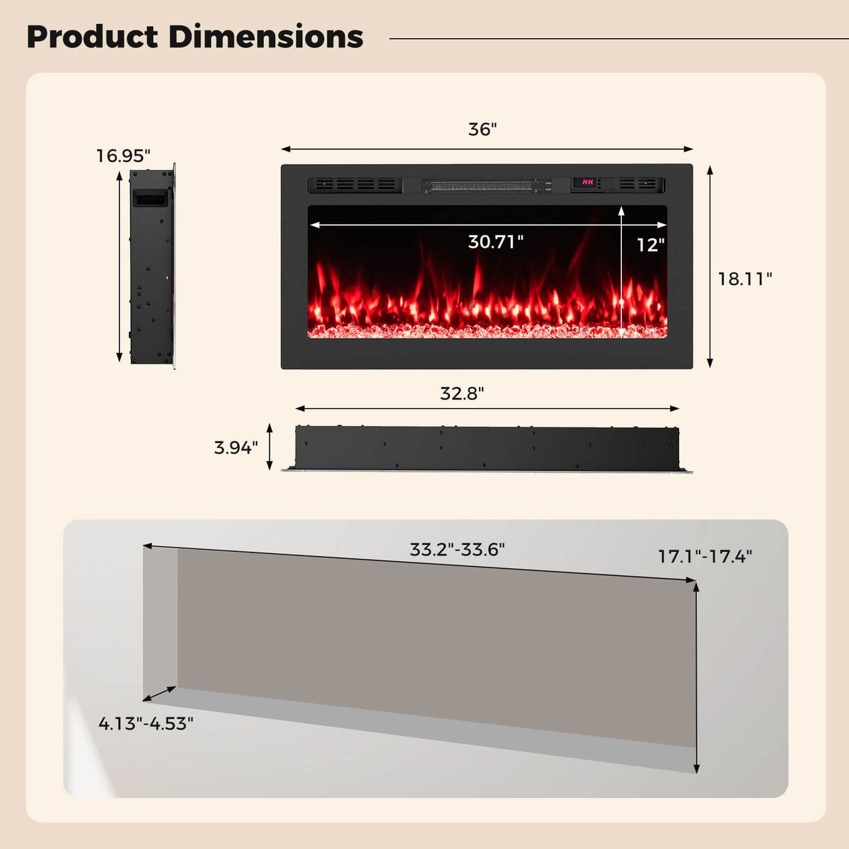Smart Wi-Fi Electric Fireplace product image
