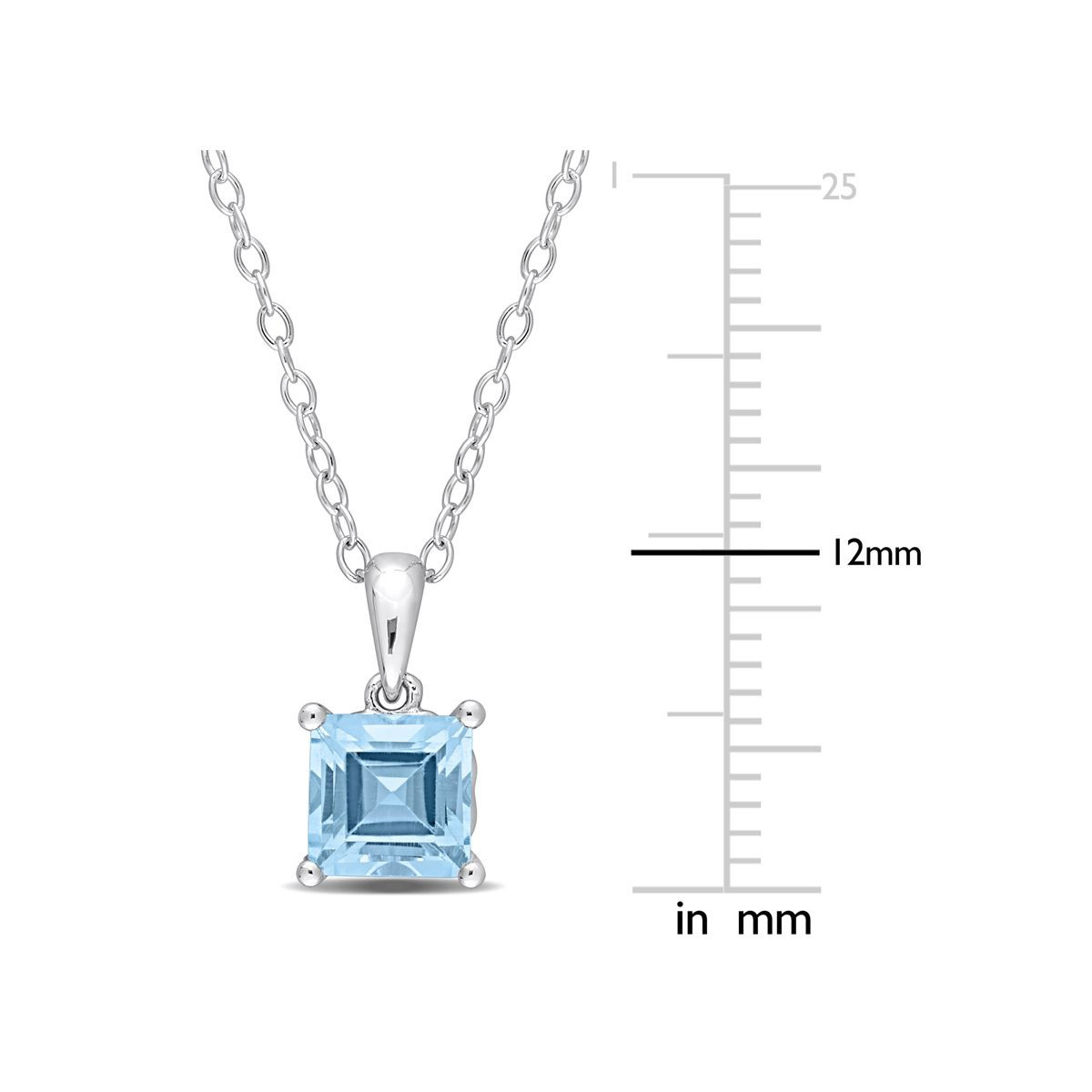 1.50 Carat (ctw) Princess-Cut Blue Topaz Solitaire Necklace product image