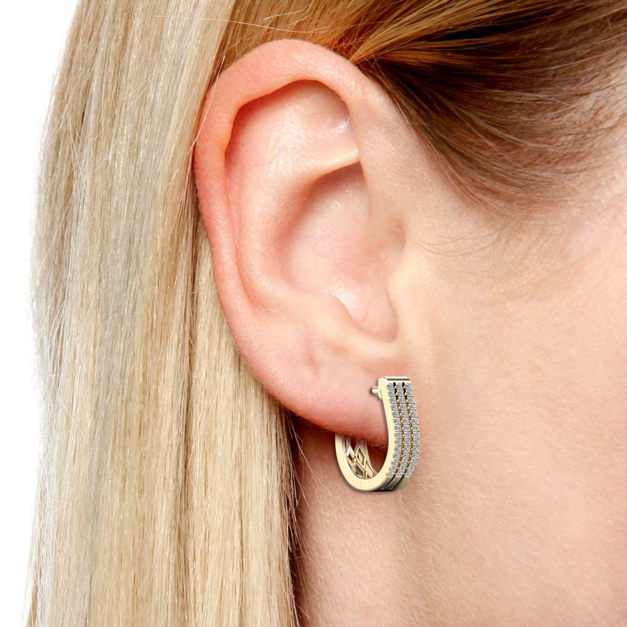 14K Yellow Gold 1/4ct. TDW Genuine Diamond Hoop Earrings product image