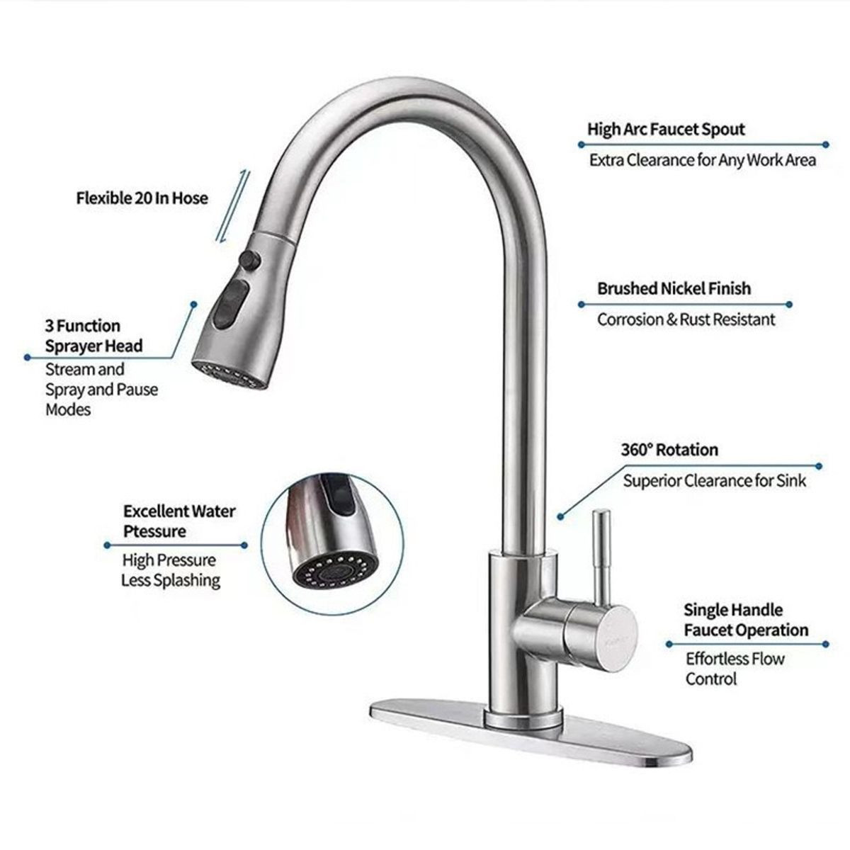 Stainless Steel Single-Handle Pull-Down Kitchen Faucet  product image