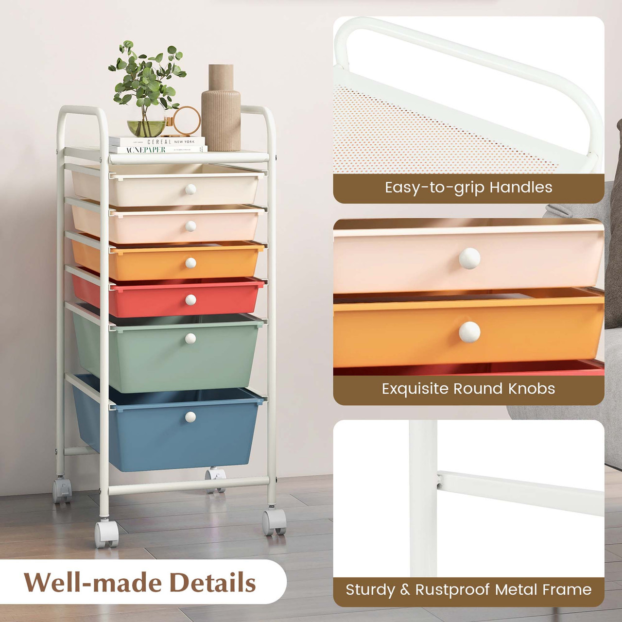 6 Drawer Rolling Storage Cart product image
