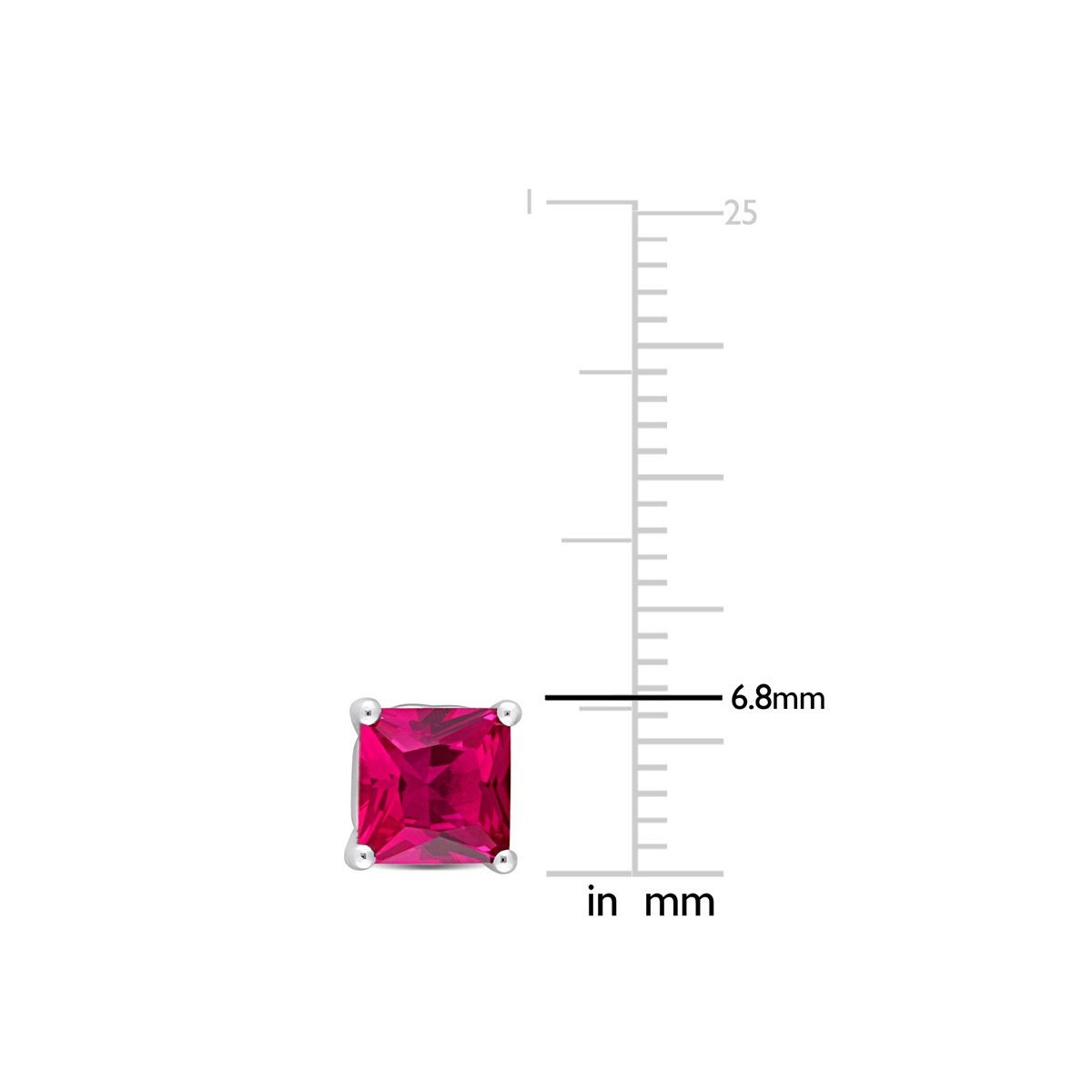 2.30 Carat (ctw) Lab-Created Princess Ruby Solitaire Earrings product image