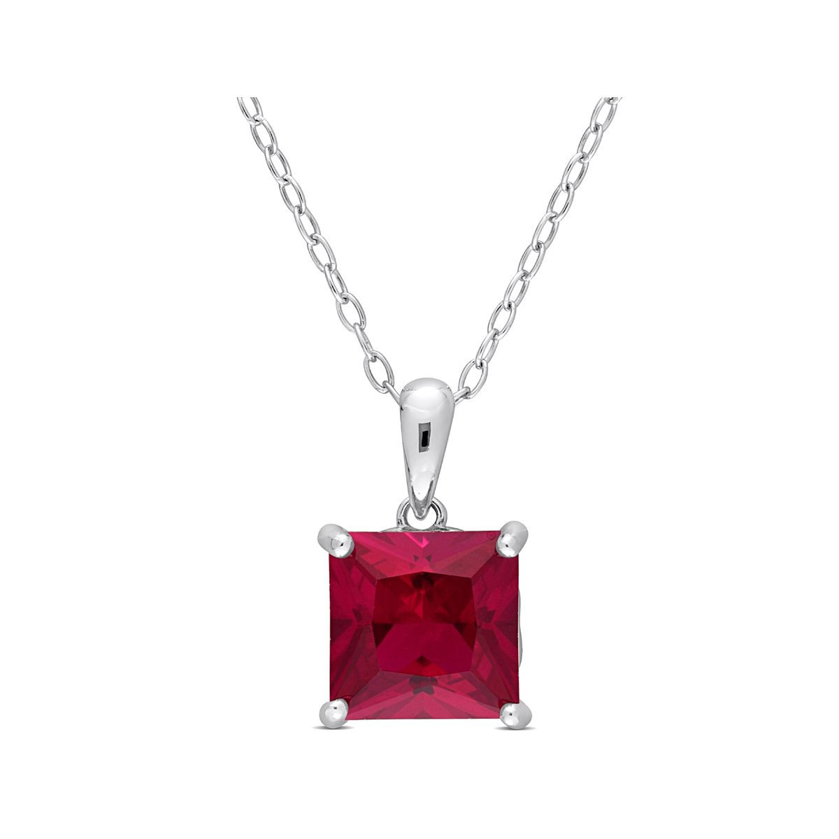 3.06 Carat (ctw) Lab-Created Princess Ruby Solitaire Necklace product image