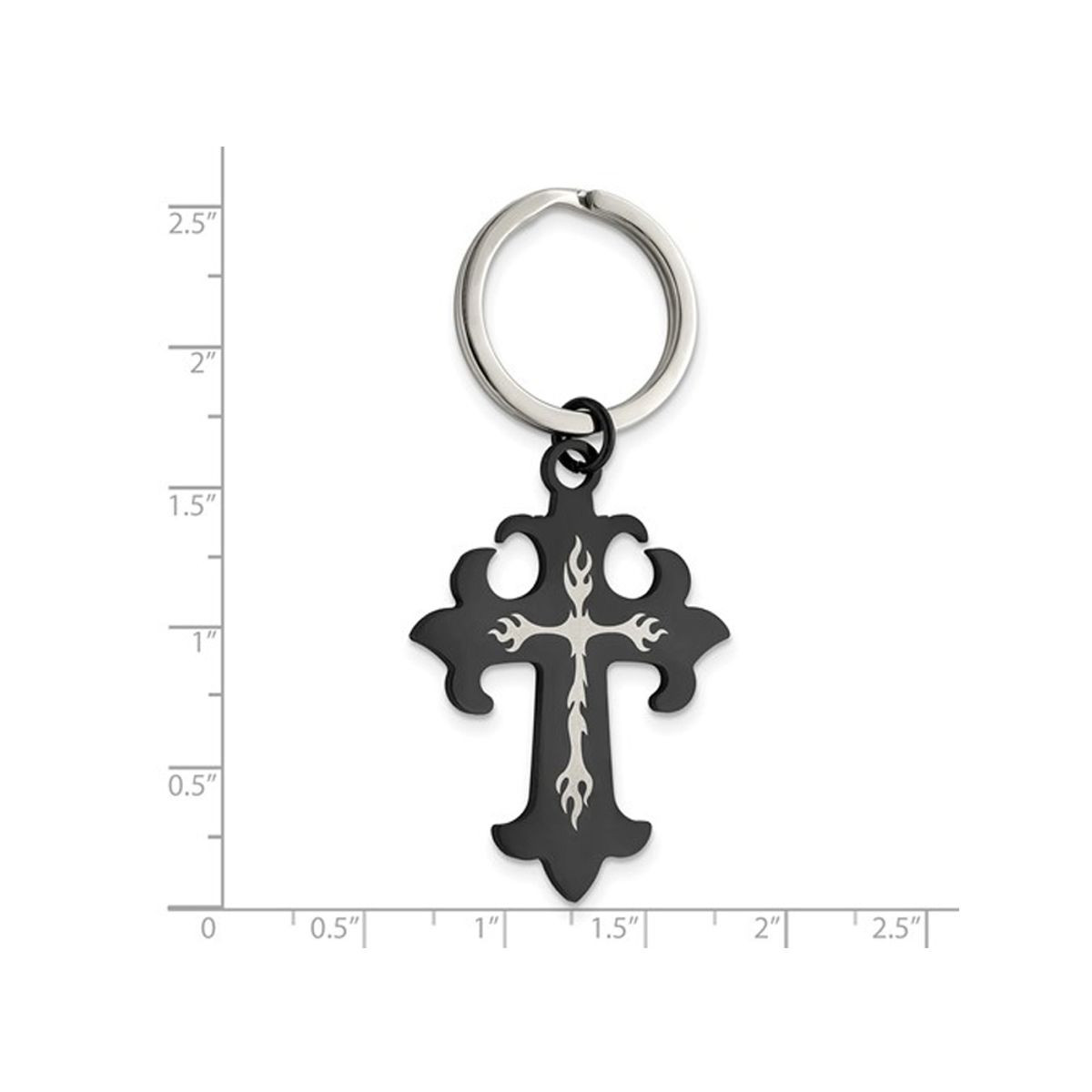 Stainless Steel Polished Black-Plated Cross Key Ring product image