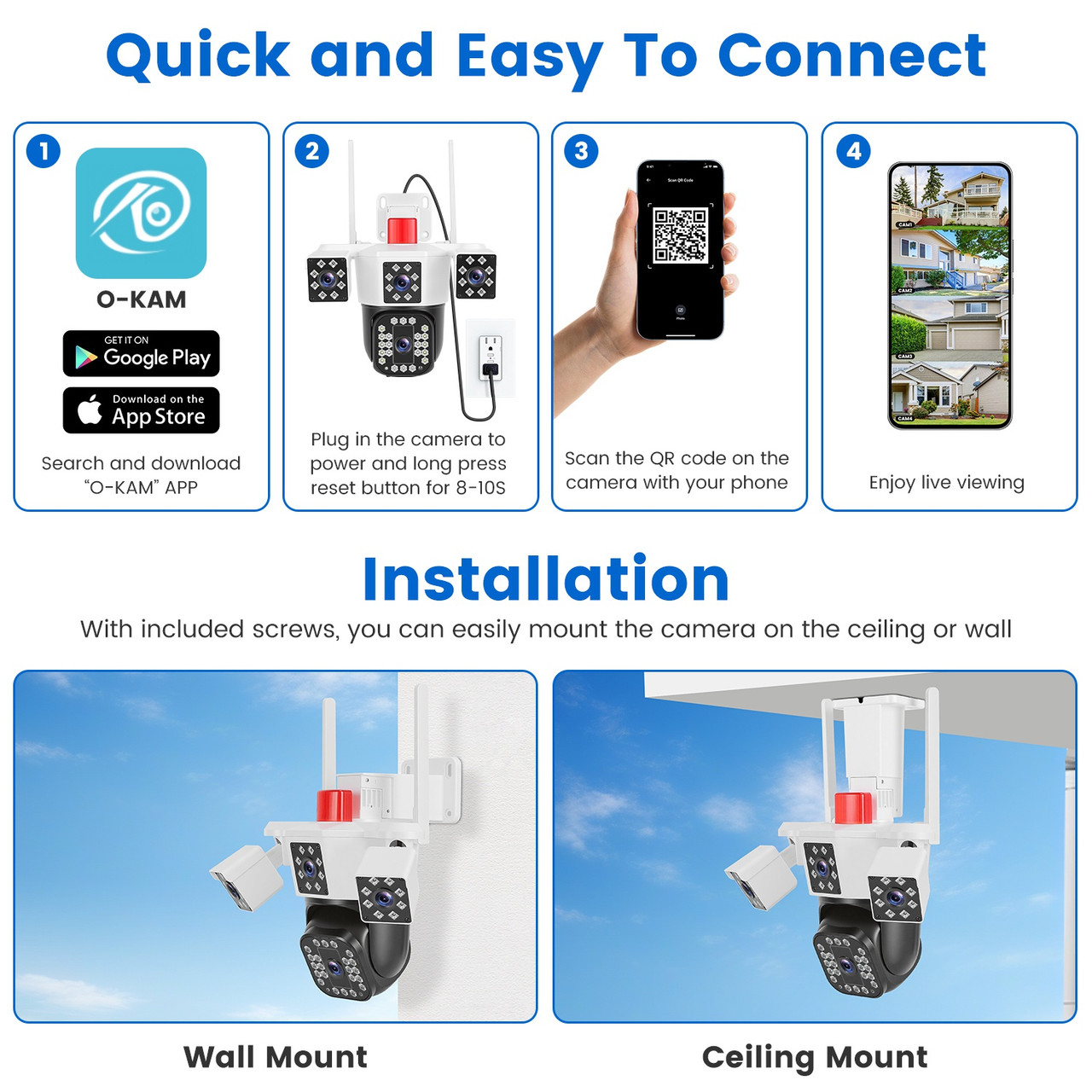 1080P 4‑Lens Wi-Fi Security Camera product image