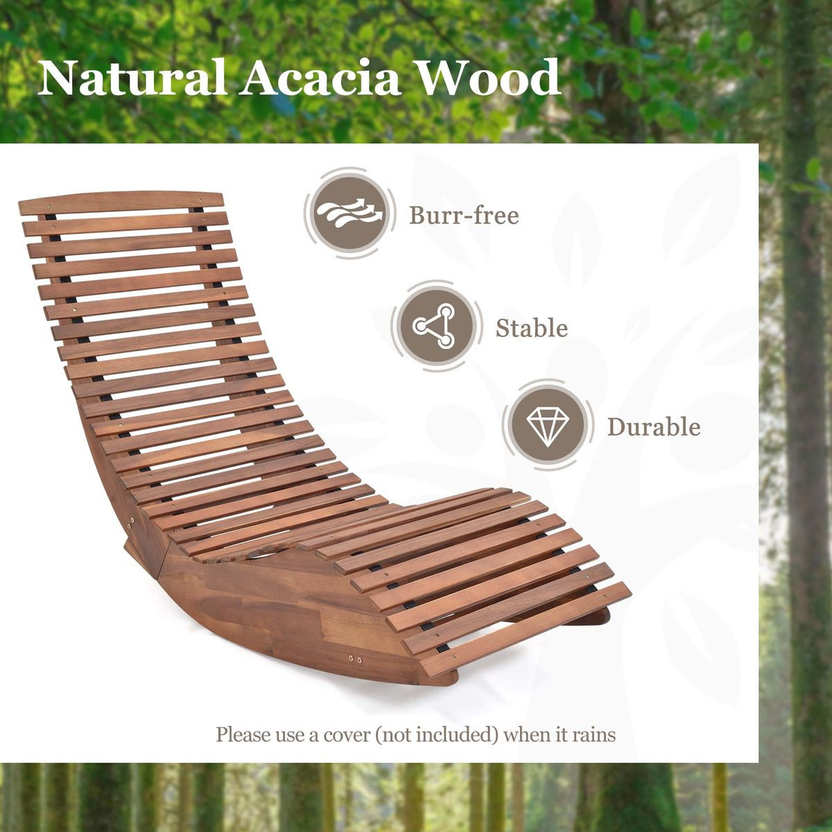 Outdoor Acacia Wood Rocking Chair with Slatted Seat product image
