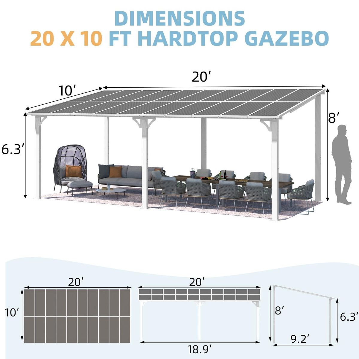 Gazebo Outdoor Lean-To Pergola for Patio product image