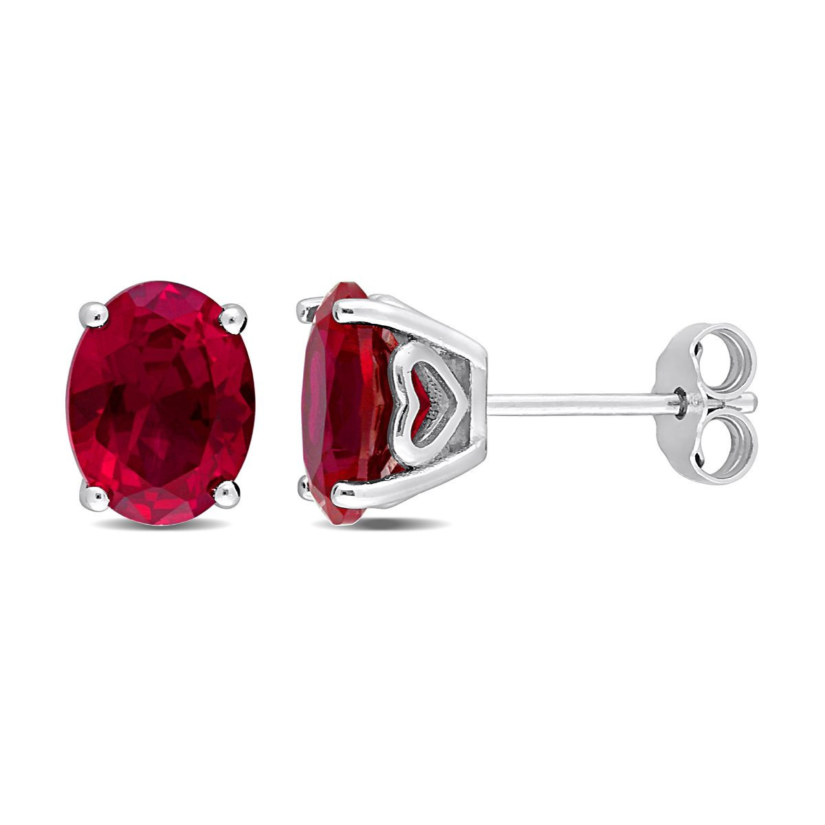 5.90 Carat (ctw) Lab-Created Ruby Oval Stud Earrings product image