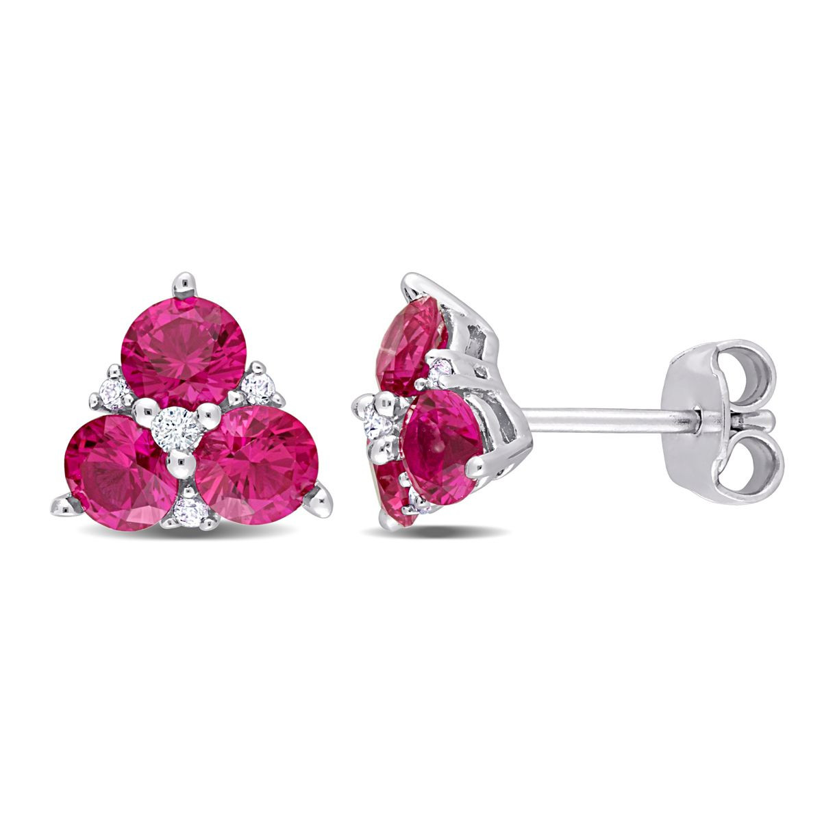 1.87 Carat (ctw) Lab-Created Ruby and White Sapphire Earrings product image