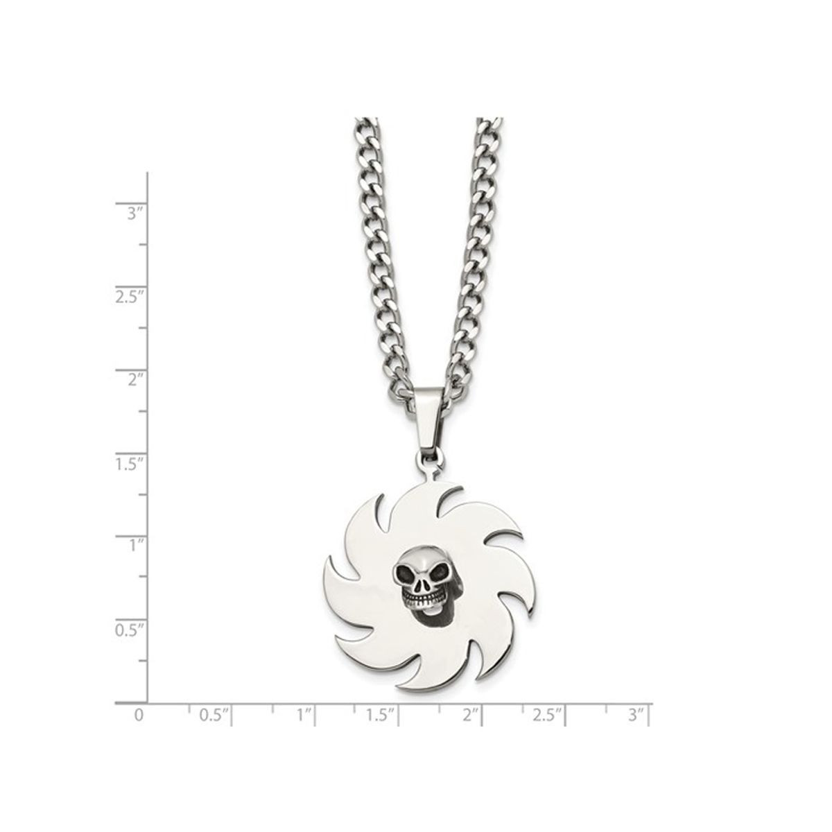 Stainless Steel Skull on Saw Blade Pendant Necklace  product image