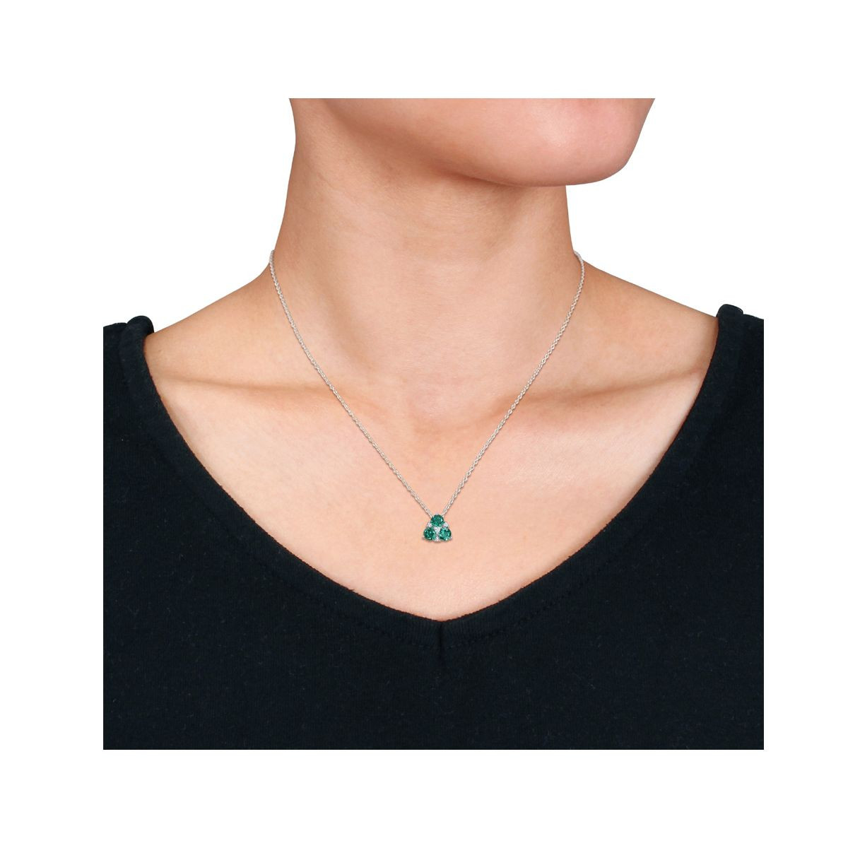 1.25 Carat (ctw) Lab-Created Emerald and White Sapphire Necklace product image