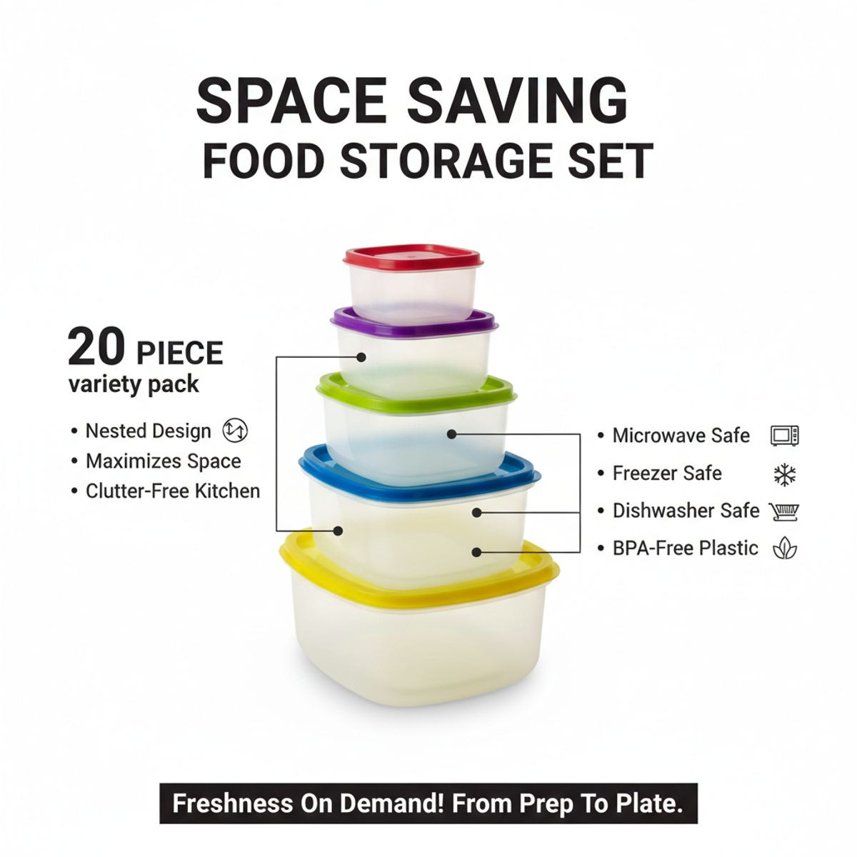 Variety Pack Food Storage Containers (20 Piece Set) product image