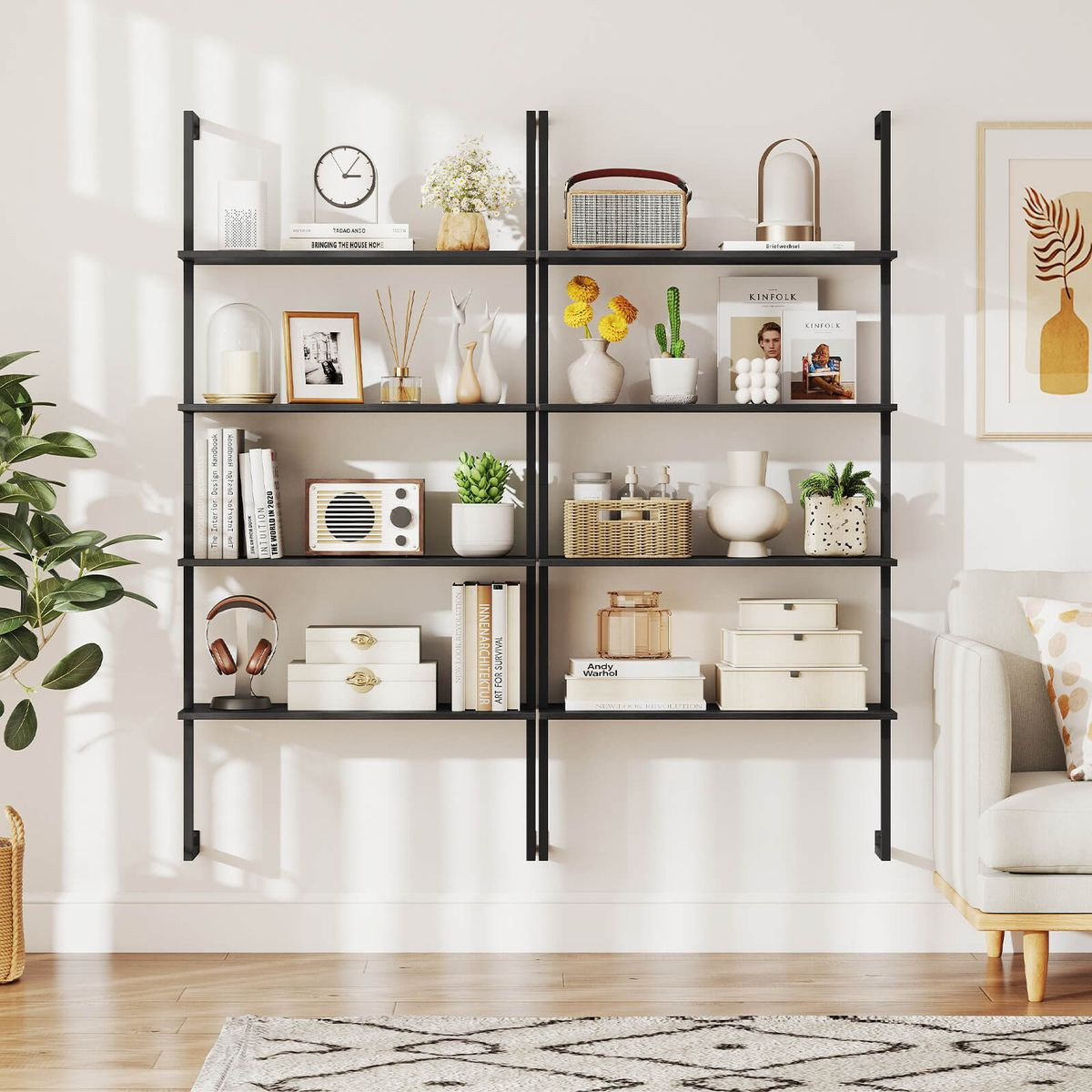 4-Tier Wall-Mounted Bookshelf product image