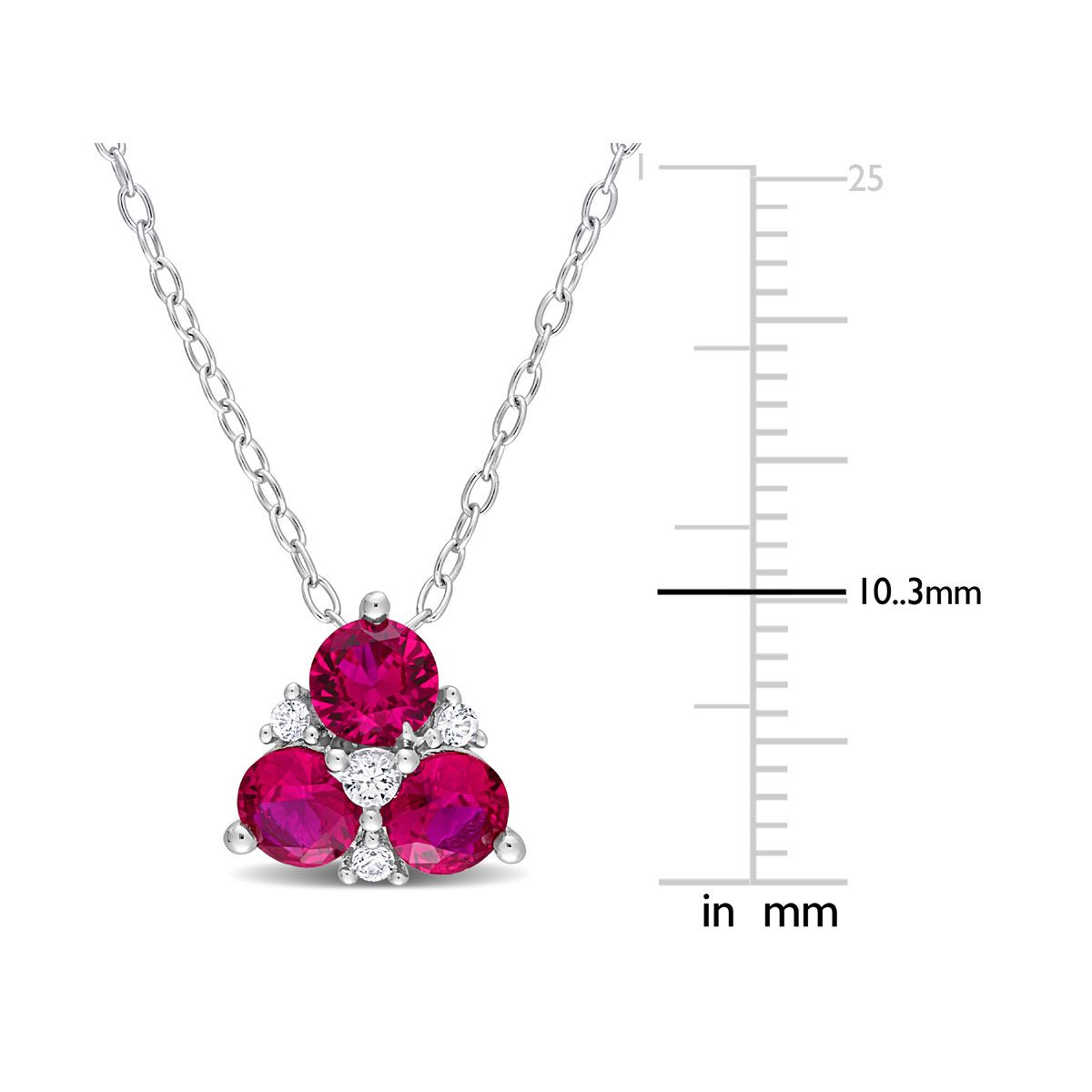 1.45 Carat (ctw) Lab-Created Ruby and White Sapphire Necklace product image