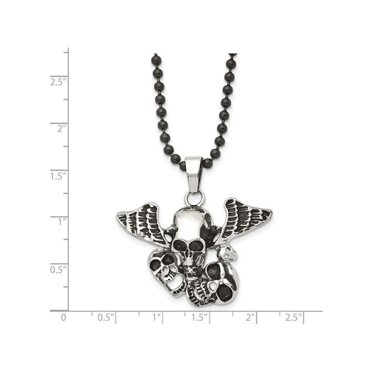 Antiqued and Polished Skulls with Wings Necklace  product image