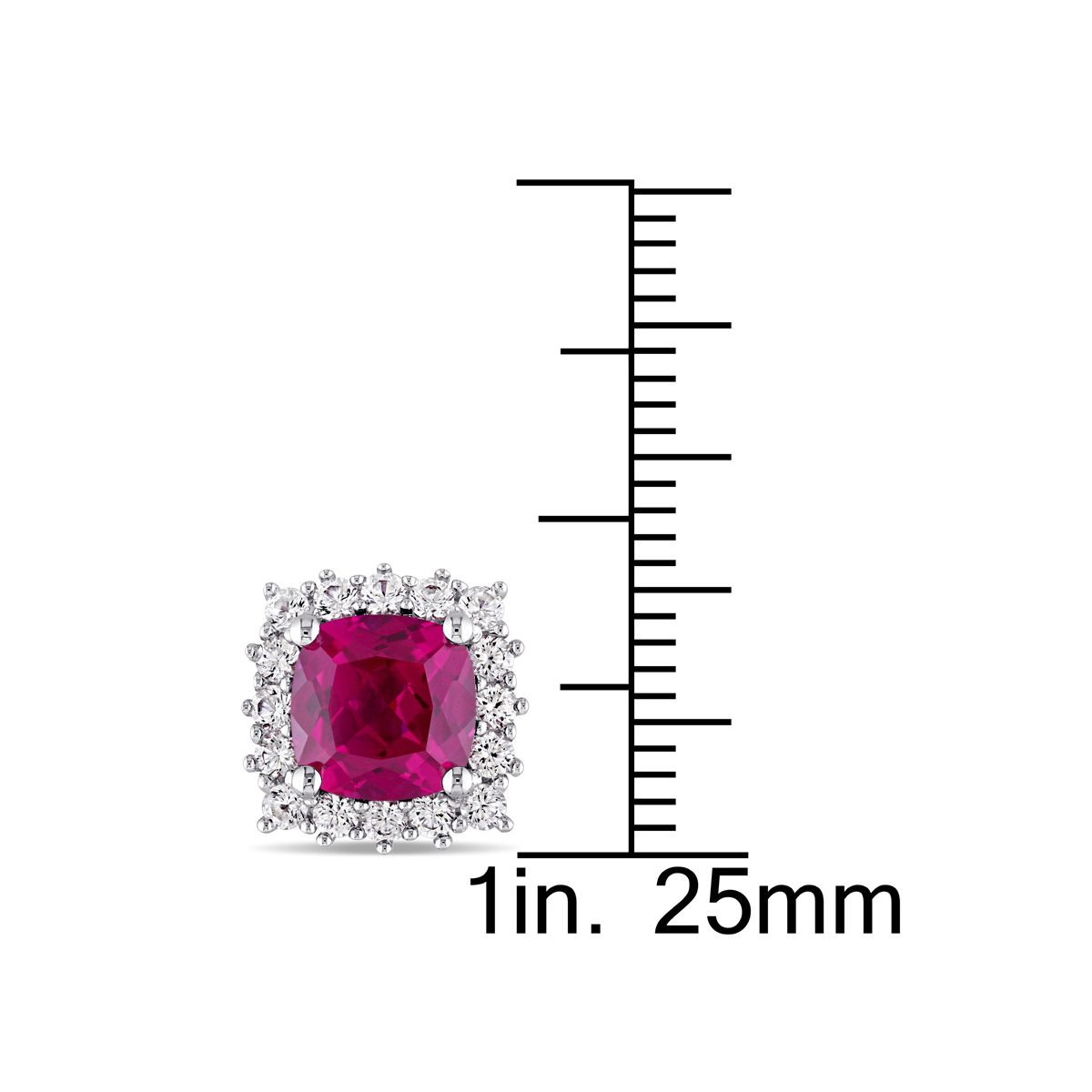 4.85 Carat (ctw) Lab-Created Ruby and White Sapphire Halo Earrings product image