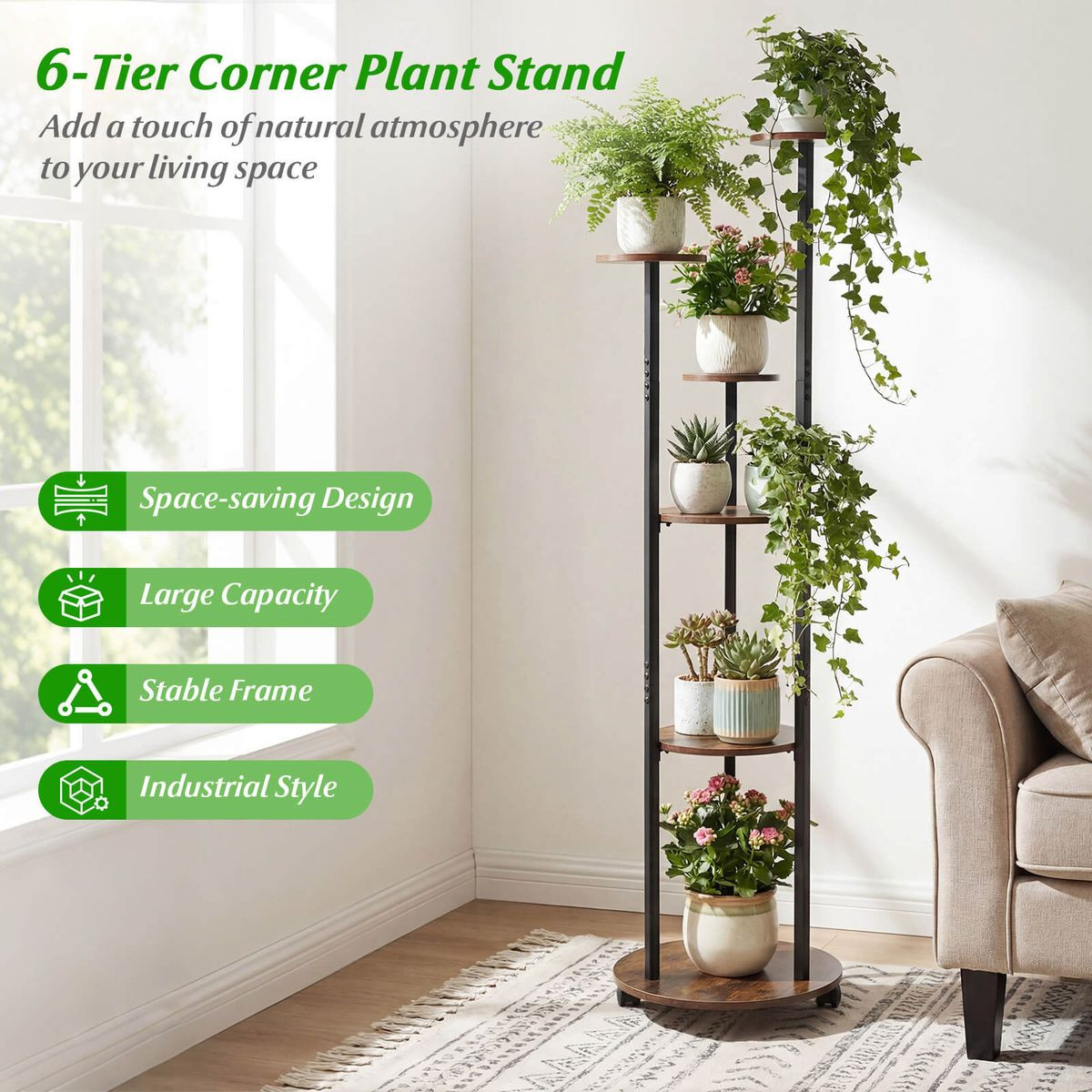 6-tier Plant Stand with RGB Grow Light product image