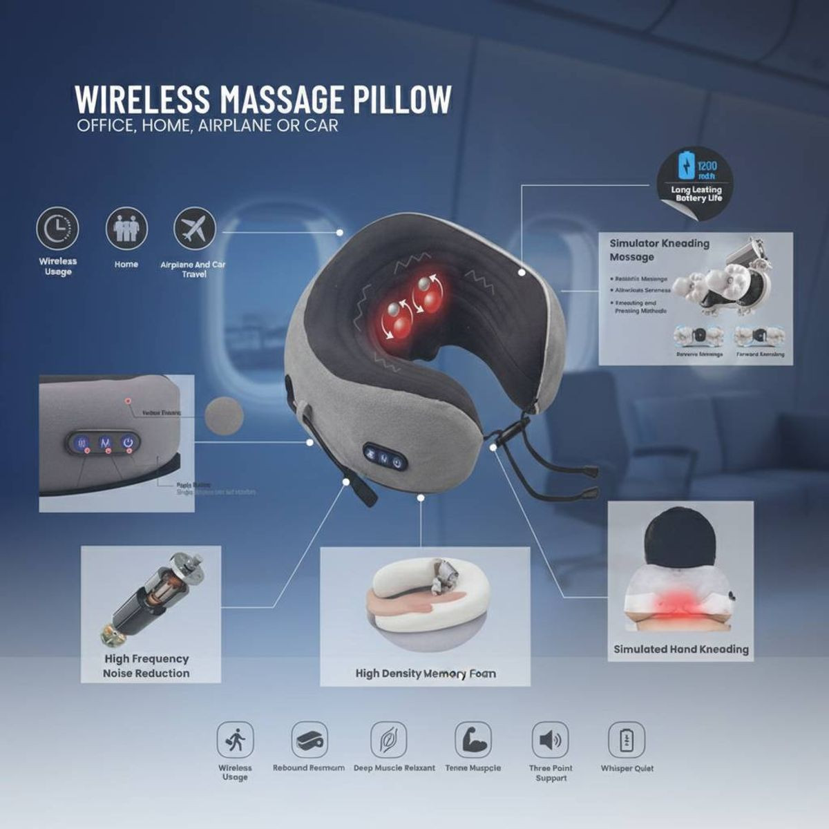 Wireless Shiatsu Neck Massage Pillow product image