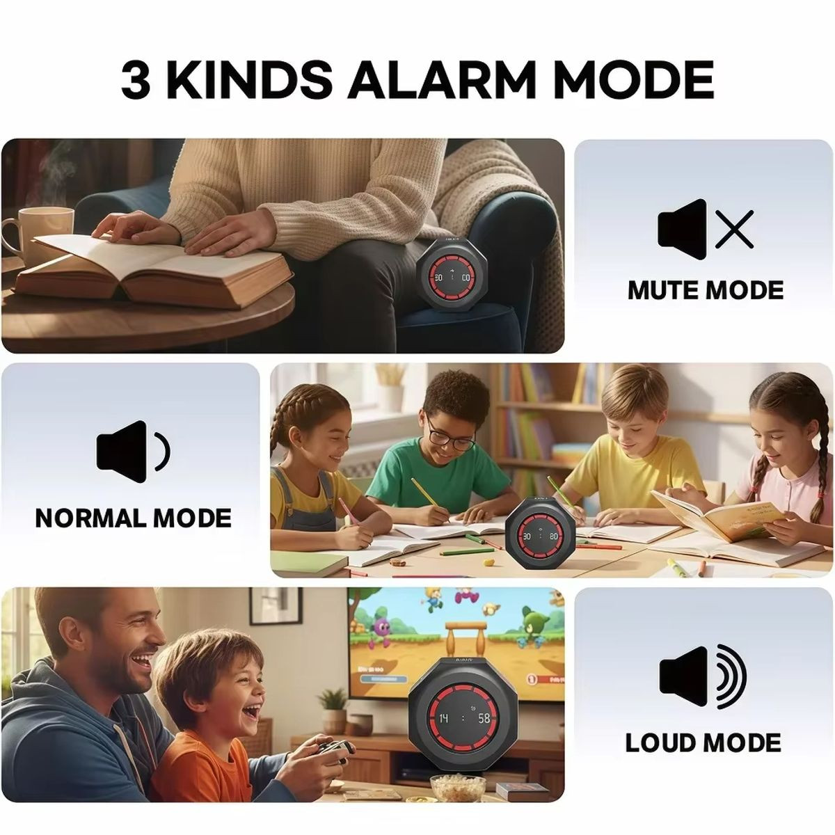 Visual Flip Timer Gravity Sensor Countdown Timer For Study Learning Kitchen Fitness Pomodoro Time Management Tool Color White product image