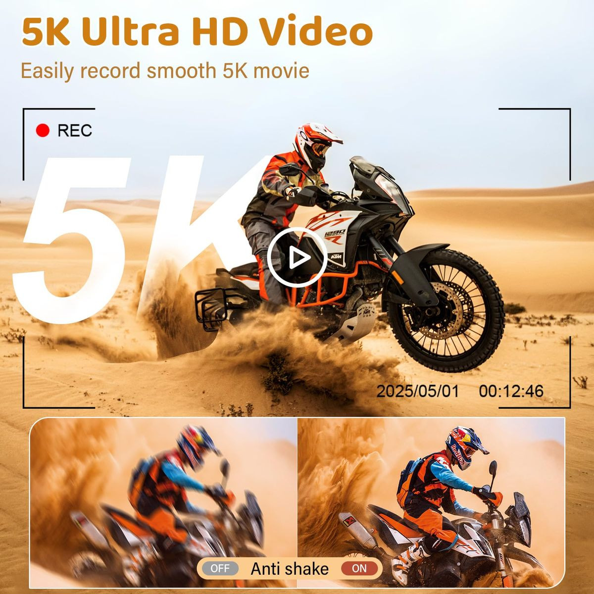 75MP Digital Camera 5K Video Vlogging YouTube Photography Flip Screen 18X Zoom Gift for Teens Color Black With Dual Batteries product image