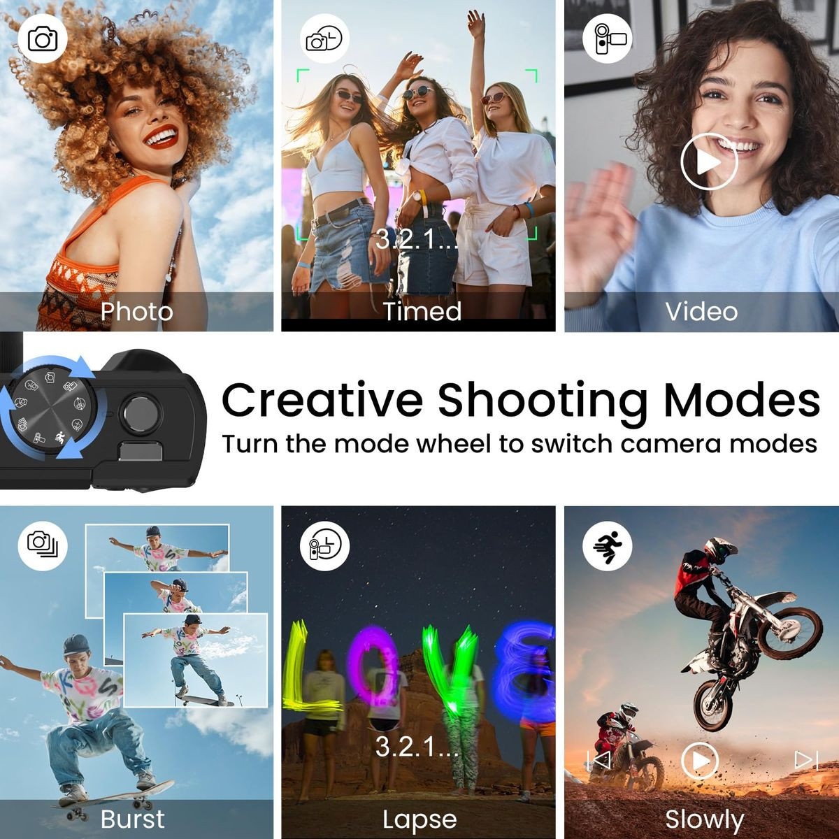 75MP Digital Camera 5K Video Vlogging YouTube Photography Flip Screen 18X Zoom Gift for Teens Color Black With Dual Batteries product image