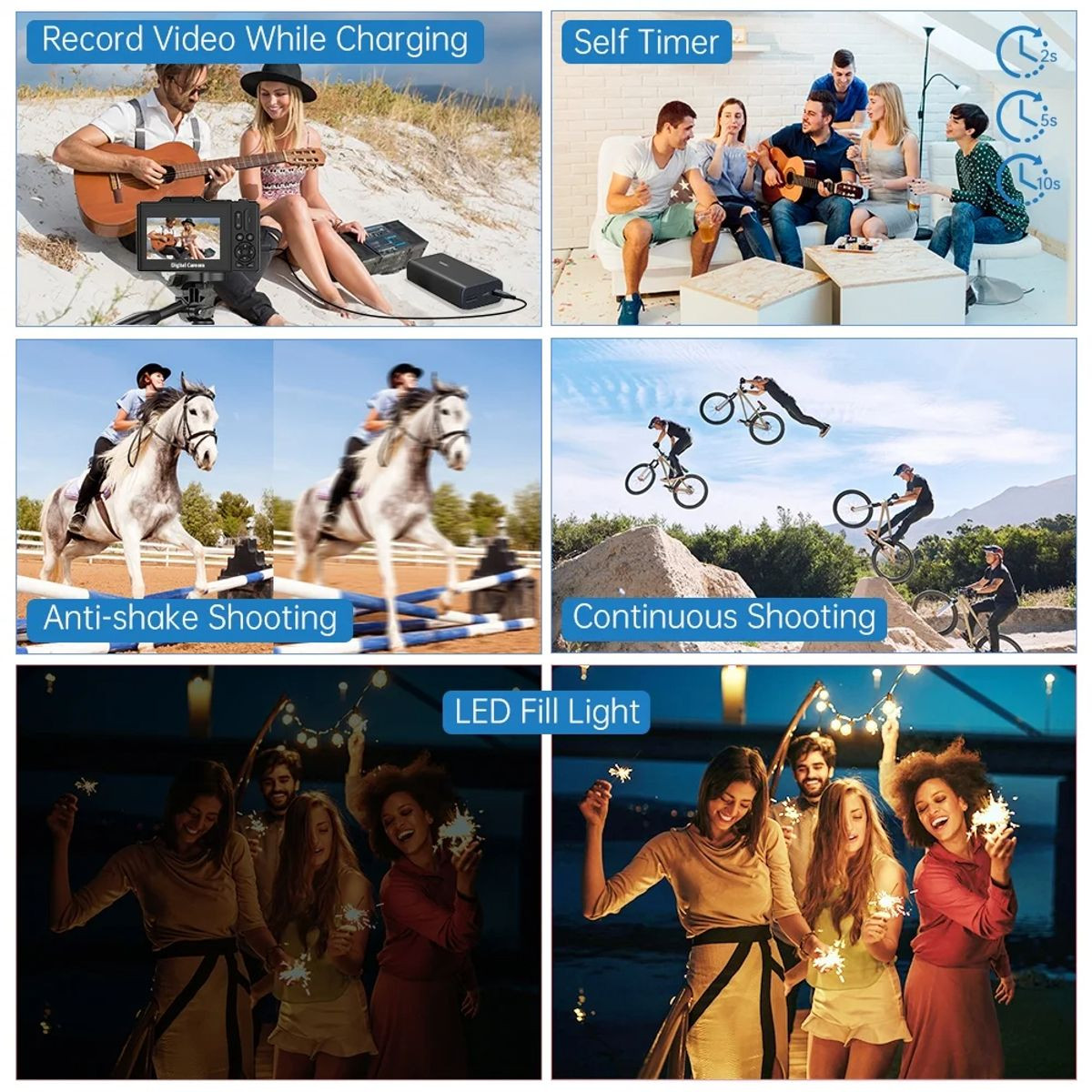 64MP Digital Camera 4K Video Vlogging YouTube Photography Flip Screen 18X Zoom Gift for Teens Color Black With Dual Batteries product image