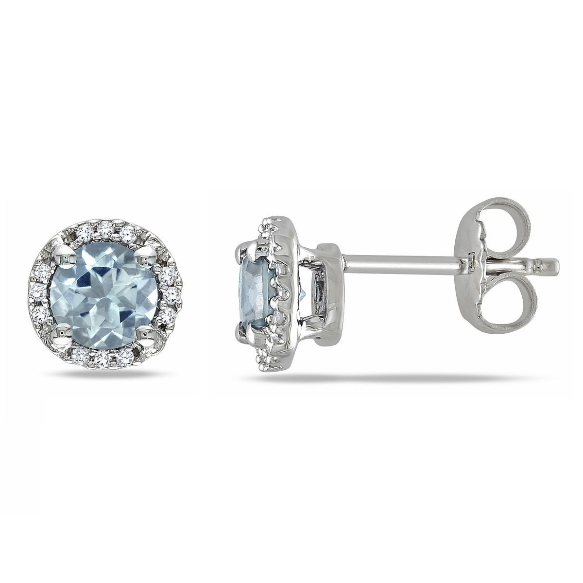 4/5 Carat (ctw) Ultra-light Aquamarine And Diamond Halo Earrings  product image