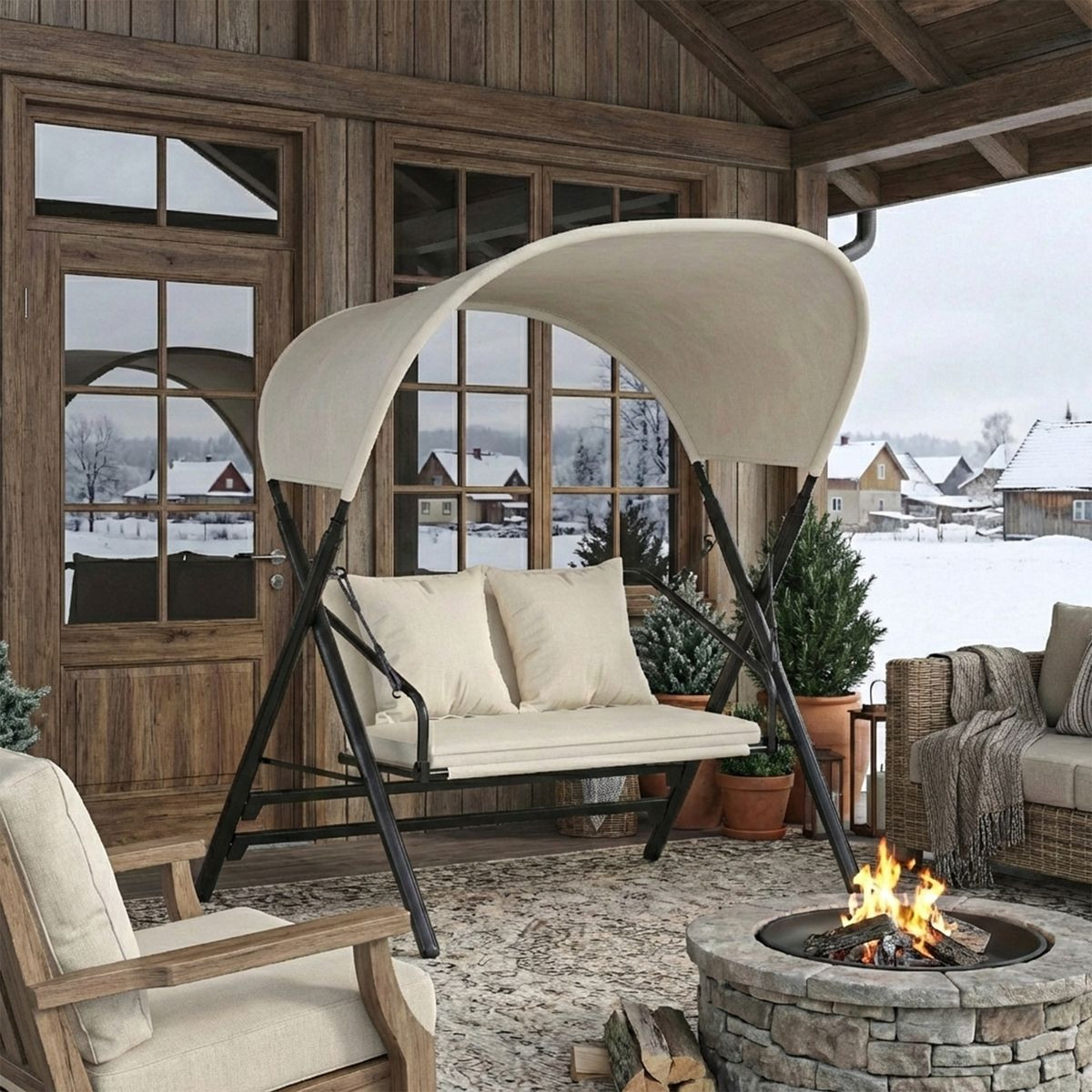 Outdoor 2-Seat Porch Swing with Canopy product image