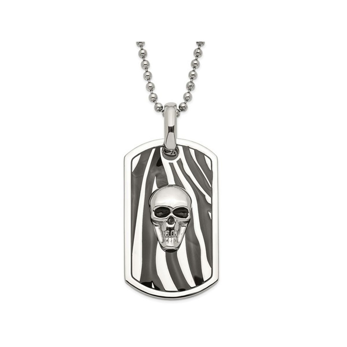 Men's Stainless Steel Skull Dog Tag Pendant Necklace product image