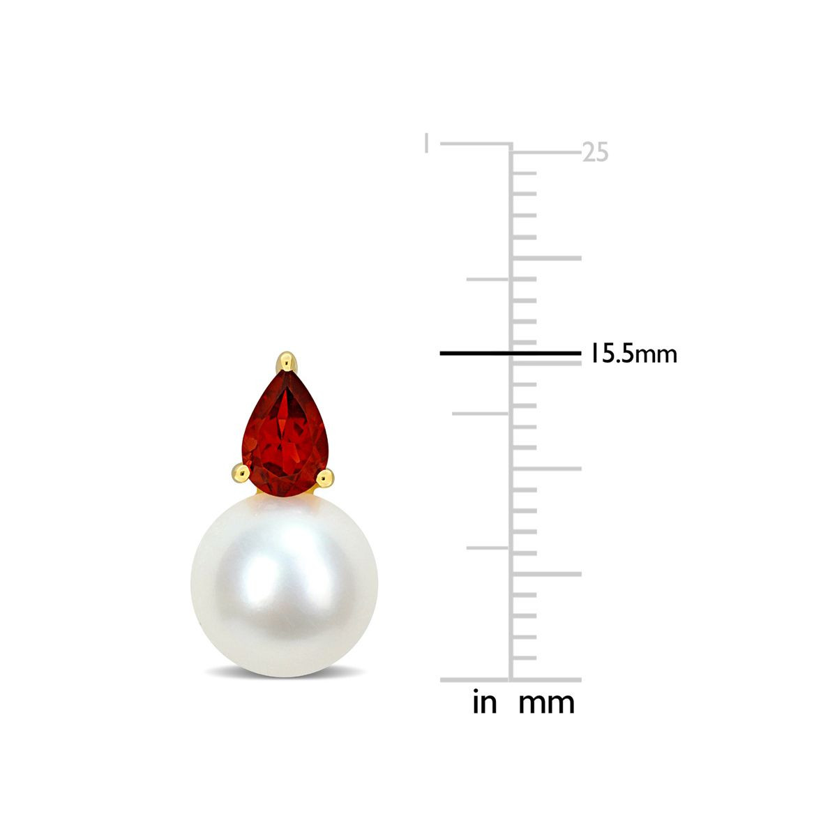 8.5-9mm Cultured Freshwater Pearl Earrings with Garnet  product image