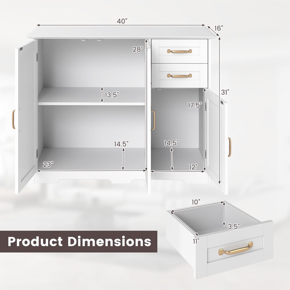 40" Sideboard Buffet Cabinet  with Adjustable Shelves product image