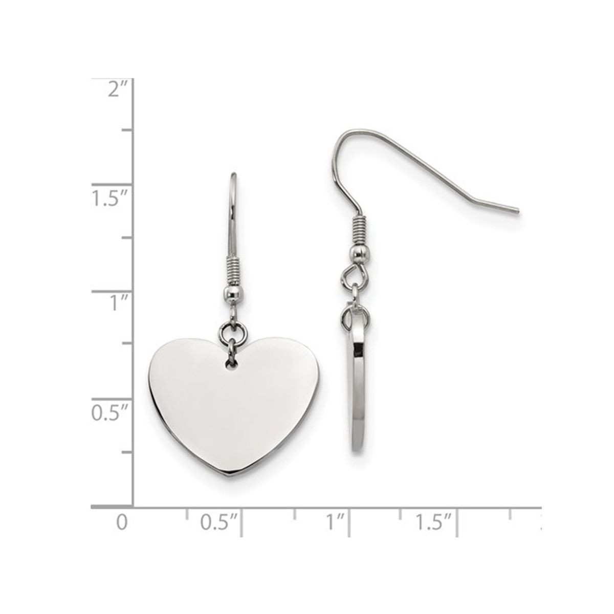 Stainless Steel Polished Dangle Heart Earrings product image