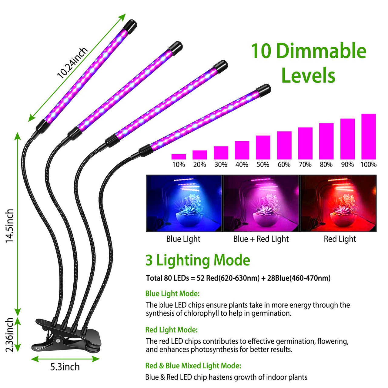 4-Head LED Grow Light with Stand product image