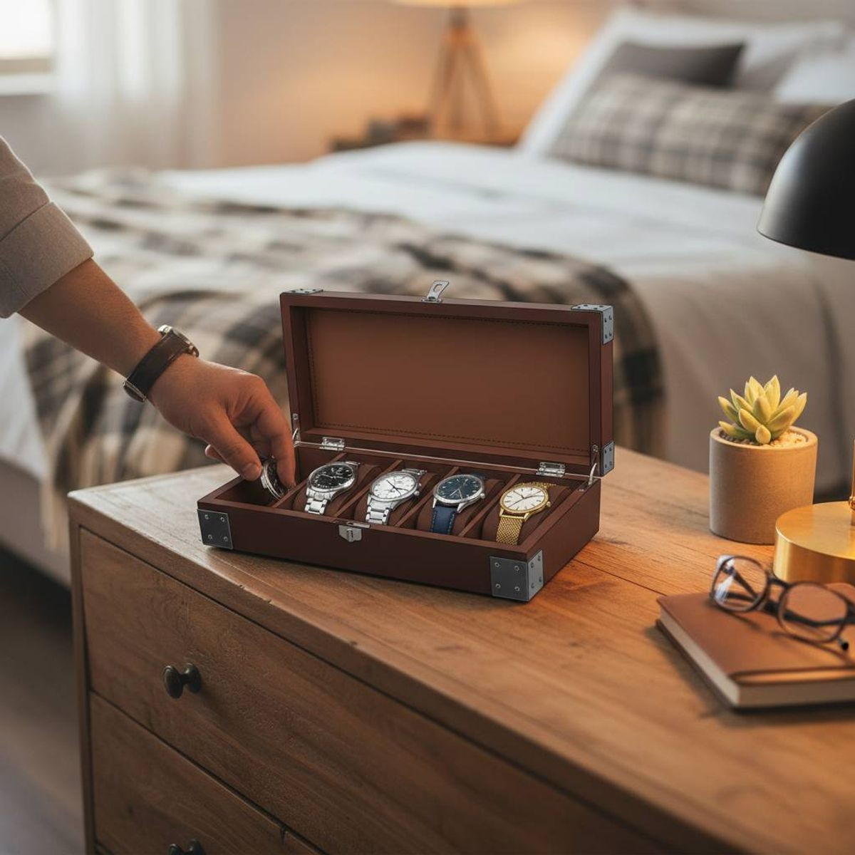 5-Slot Wood Watch Storage Box product image