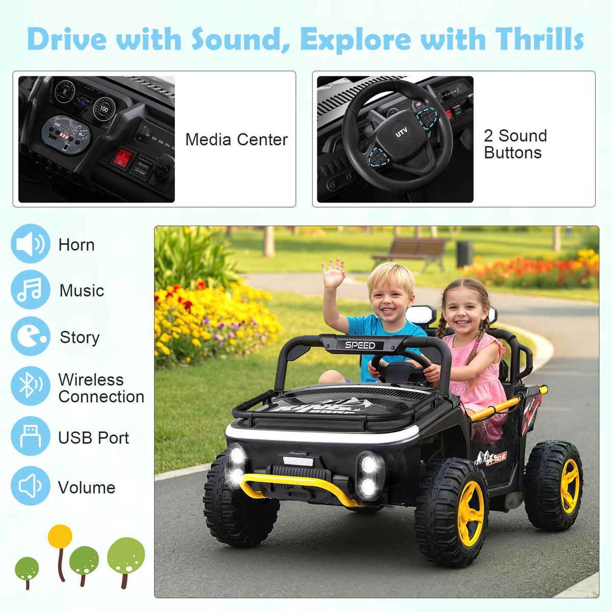 24V 2-Seater Ride-On UTV Truck Car with Remote product image