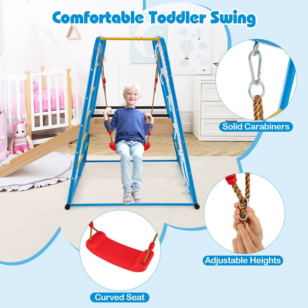 6-in-1 Indoor Jungle Gym with Climbing Rope Wall  product image