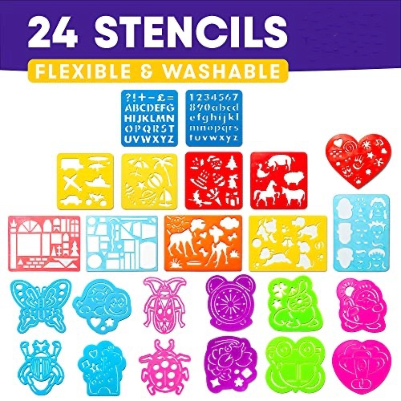 Kids' Coloring Pack with Stencils, Colored Pencils, Fine-Point Markers, and More product image