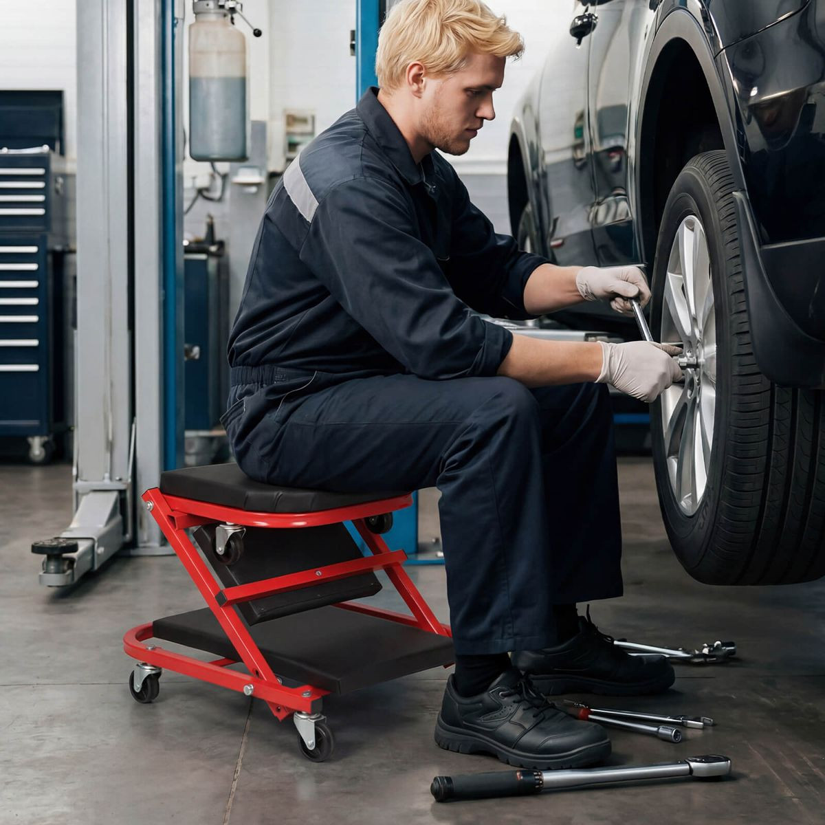  2-in-1 Rolling Creeper Stool product image