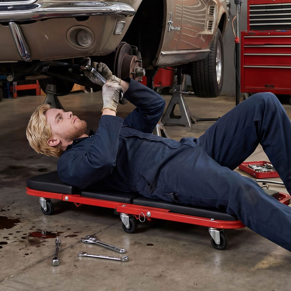  2-in-1 Rolling Creeper Stool product image