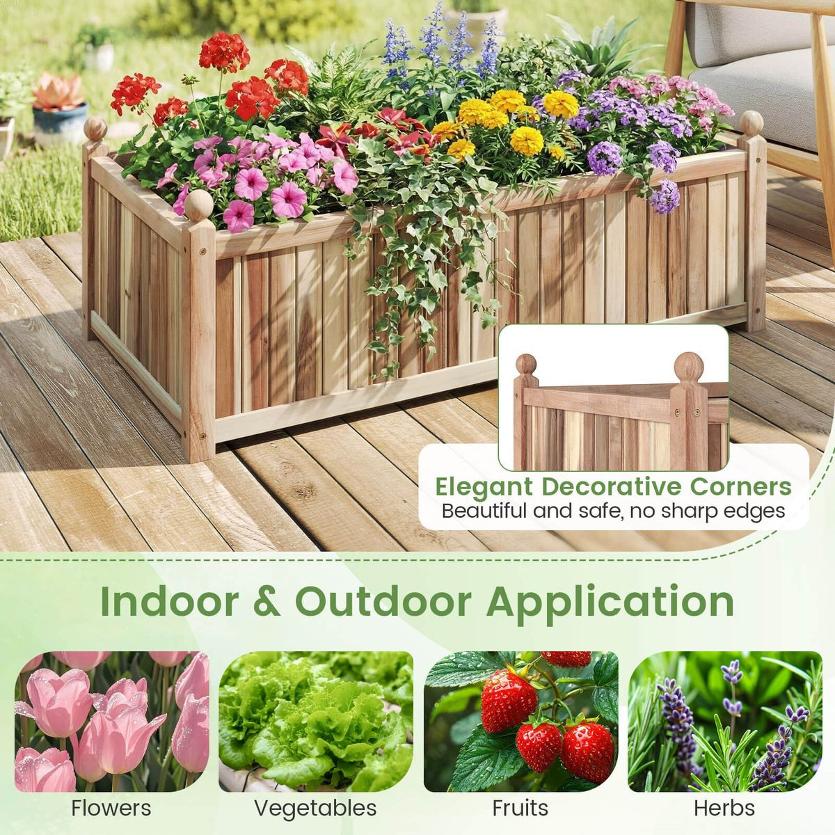 Natural Acacia Wood Rectangular Planter Box (1- or 2-Pack) product image