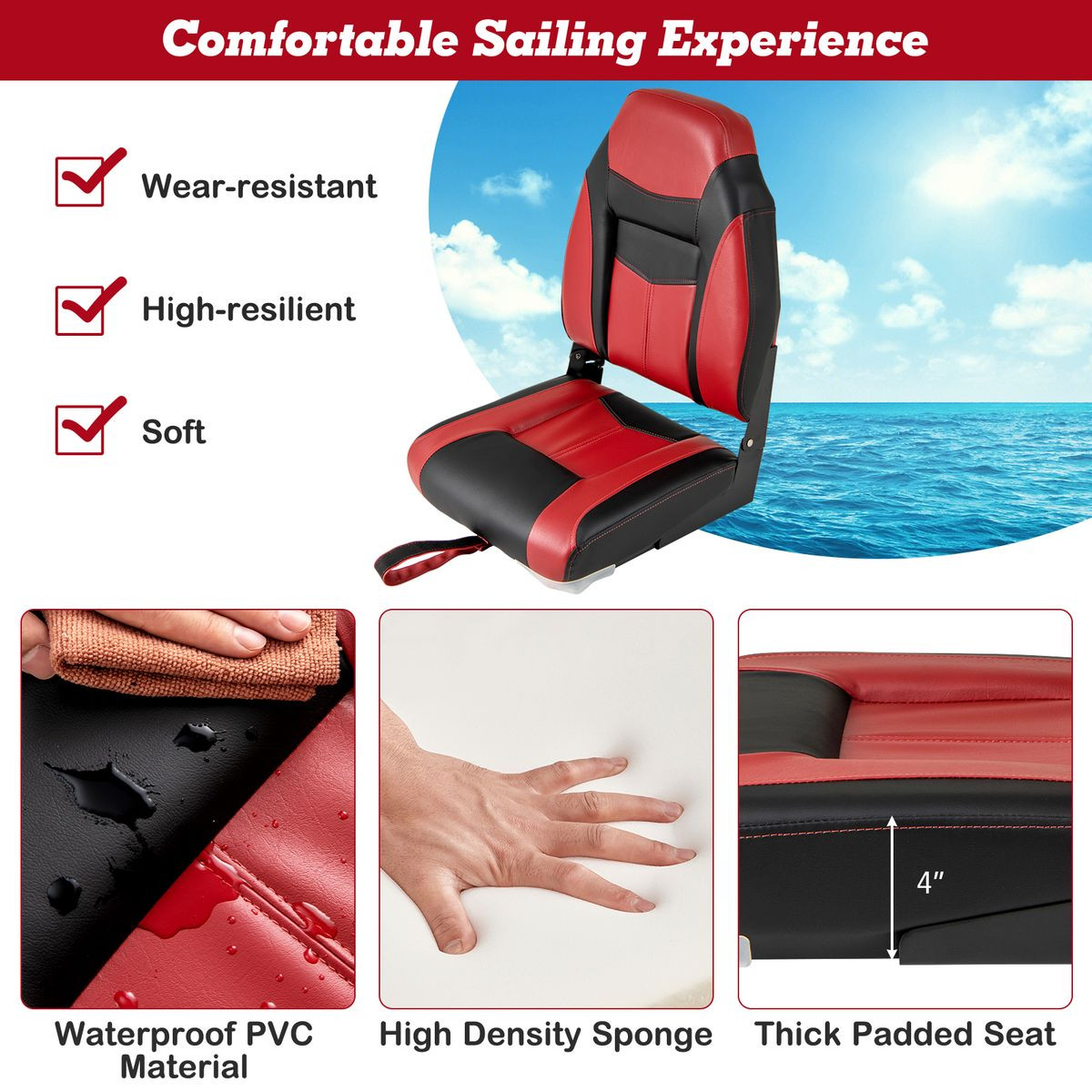 High-Back Folding Boat Seat  product image