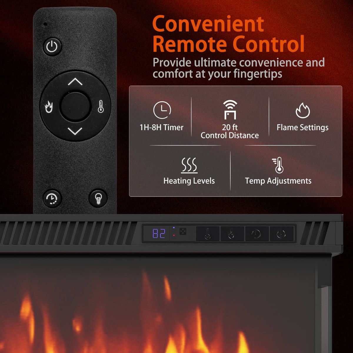 50" 3-Sided Electric Fireplace with 12 Flame Colors product image