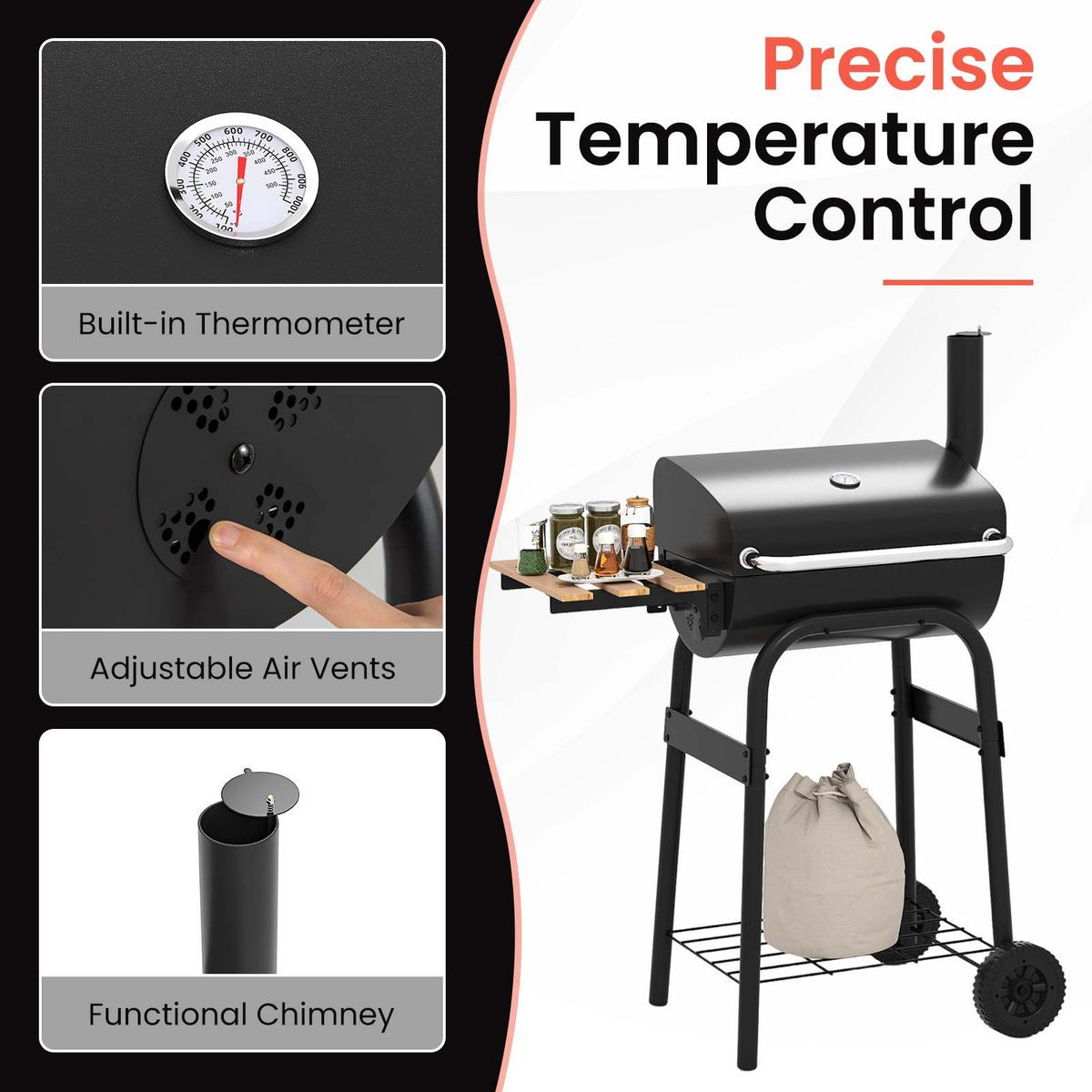 Barrel Charcoal Grill with Adjustable Air Vents  product image