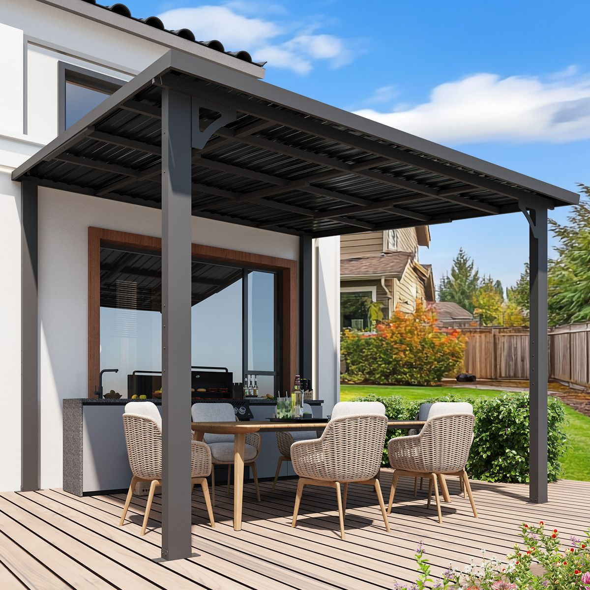 Outdoor Pergola Heavy-Duty Lean-to Metal Awning product image